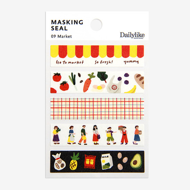 Dailylike Market masking seal paper deco sticker 4 sheets set