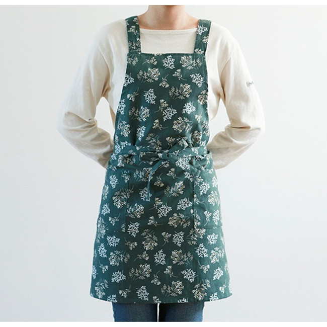 Dailylike Lace flower pattern linen cross back apron