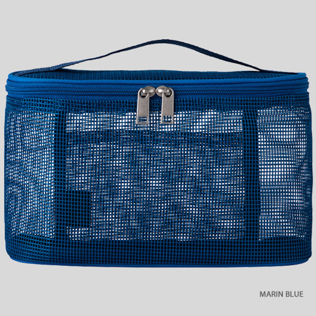 Marin blue - Livework A low hill spa mesh makeup cosmetic zipper pouch