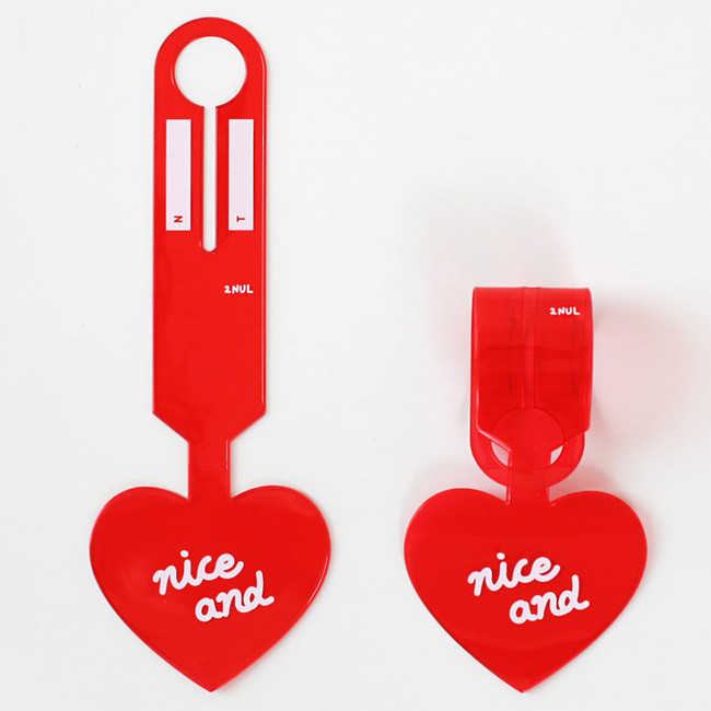 Red - 2NUL Nice and clear heart travel luggage name tag