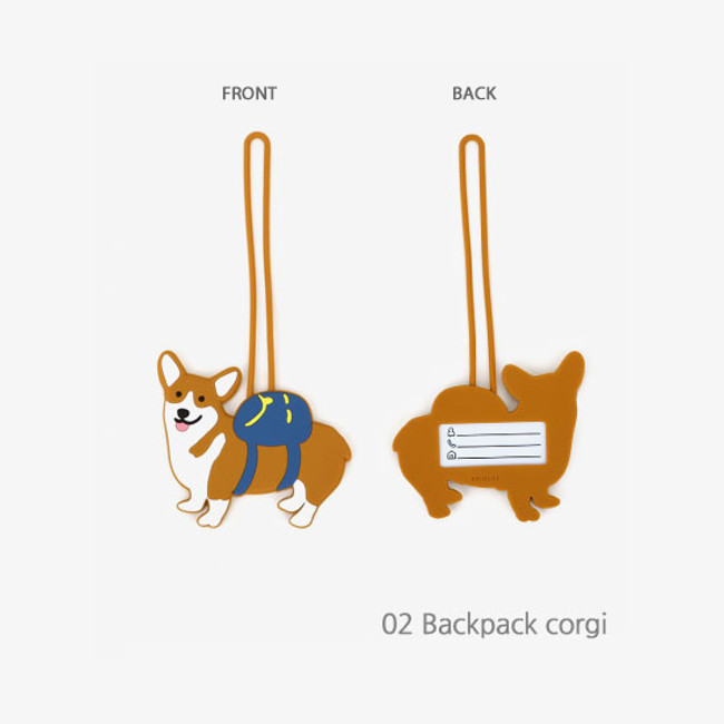 Backpack corgi - Dailylike Cute silicone travel luggage name tag