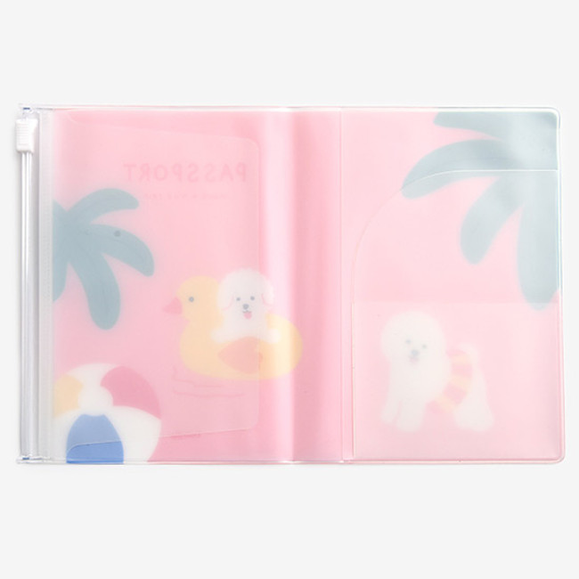 Detail of Dailylike Aloha bichon zip pocket travel passport cover holder