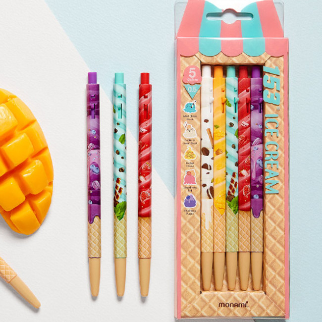 MONAMI 153 icecream knock retractable ballpoint pen set