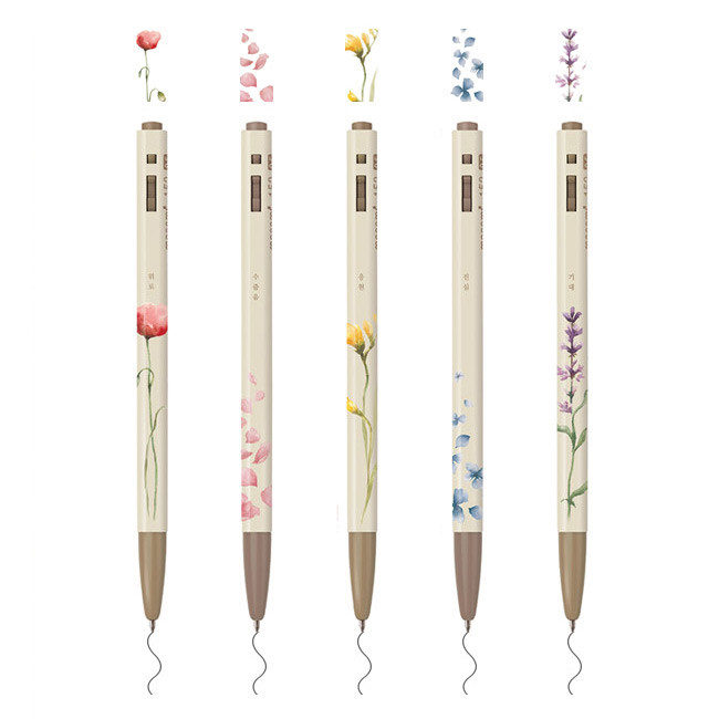 MONAMI 153 flower knock retractable ballpoint pen set