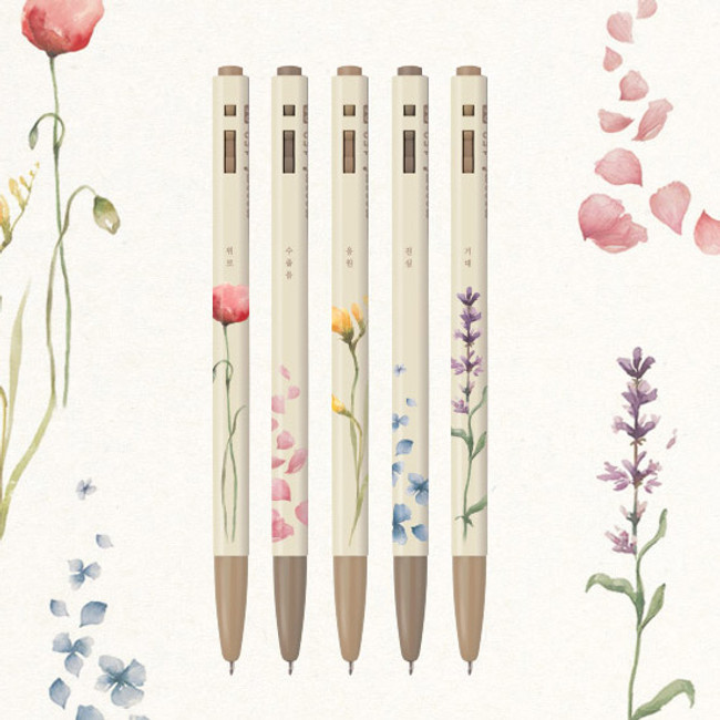 MONAMI 153 flower knock retractable ballpoint pen set