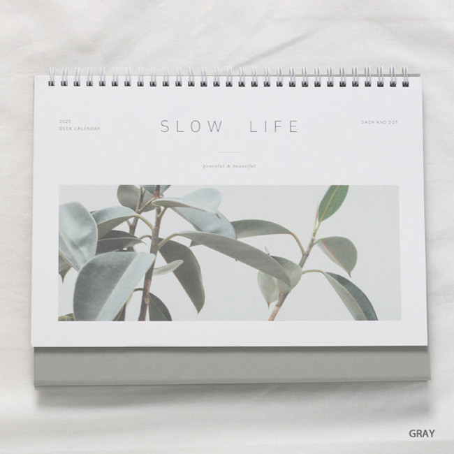 Gray - Dash and Dot 2020 Slow life wirebound desk calendar