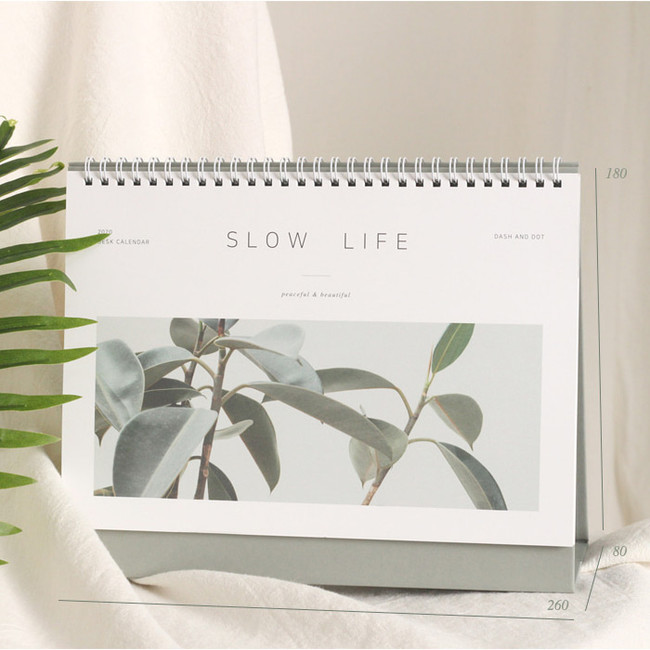 Size - Dash and Dot 2020 Slow life wirebound desk calendar