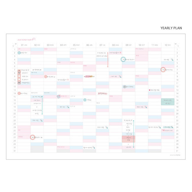 Yearly planner - PLEPLE 2020 Desk mat with dated monthly planner