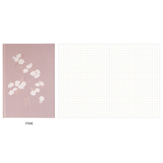 Pink - Livework Korean poetry large hardcover lined grid notebook