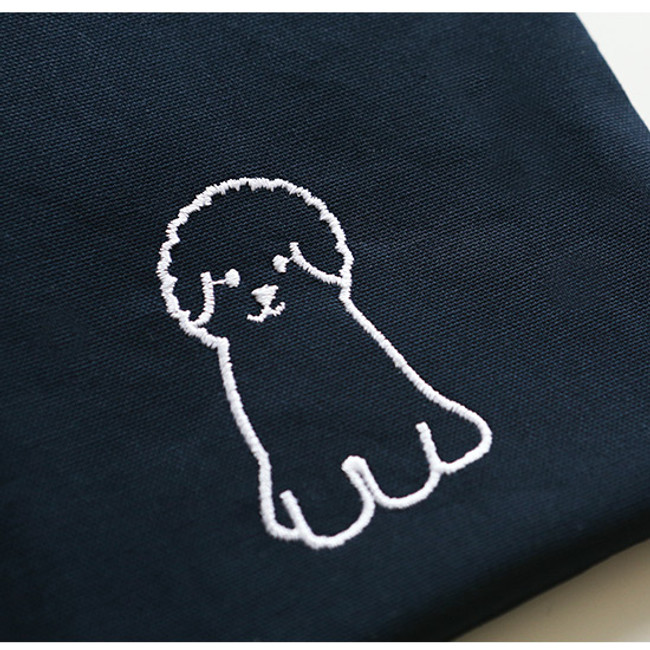 Cute pouch - Dailylike Embroidery rectangle fabric zipper pouch - Bichon