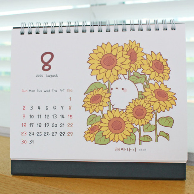 Usage example - Bookcodi 2020 Blooming day with Molang desk calendar