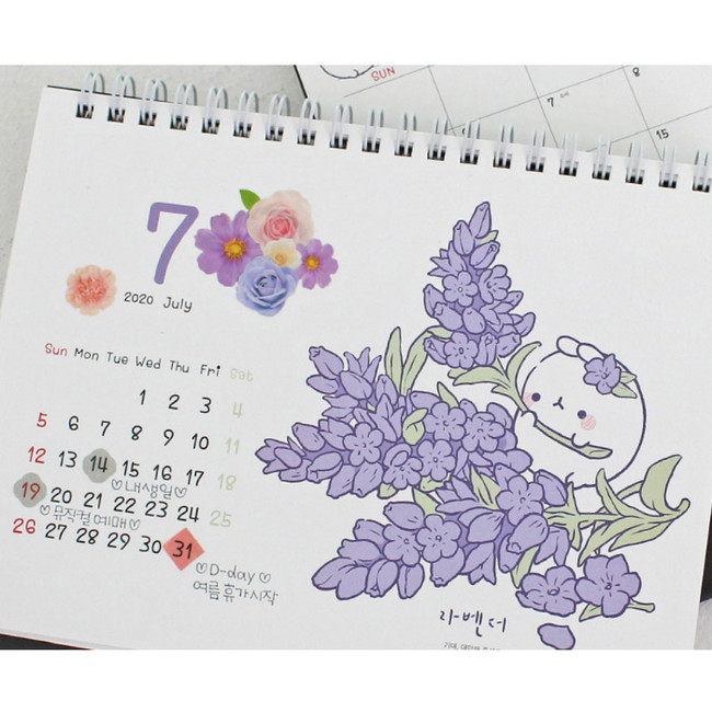 Usage example - Bookcodi 2020 Blooming day with Molang desk calendar