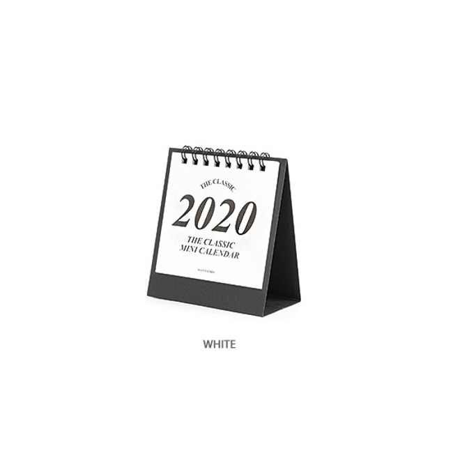 White - Wanna This 2020 Classic small spiral bound desk calendar