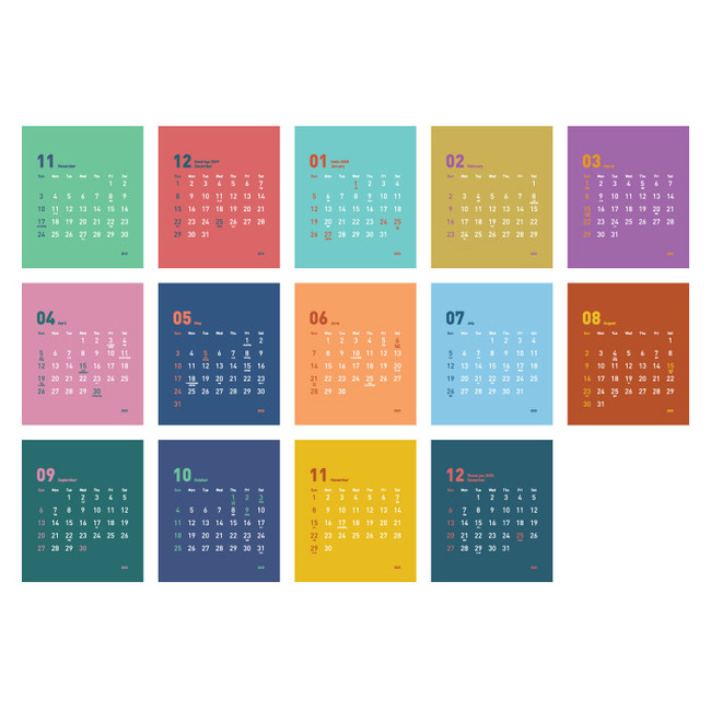 Calendar pages - Jam studio 2020 Welcome standing desk flip calendar
