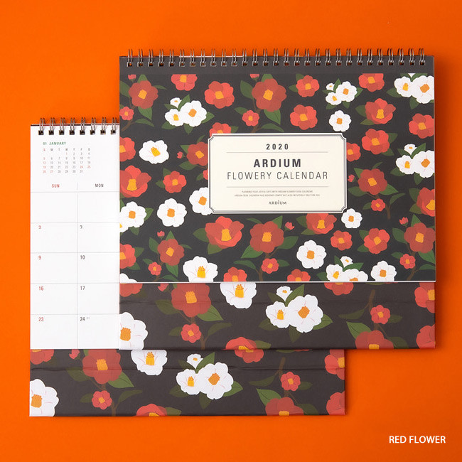 Red flower - Ardium 2020 Flowery desk flip monthly calendar