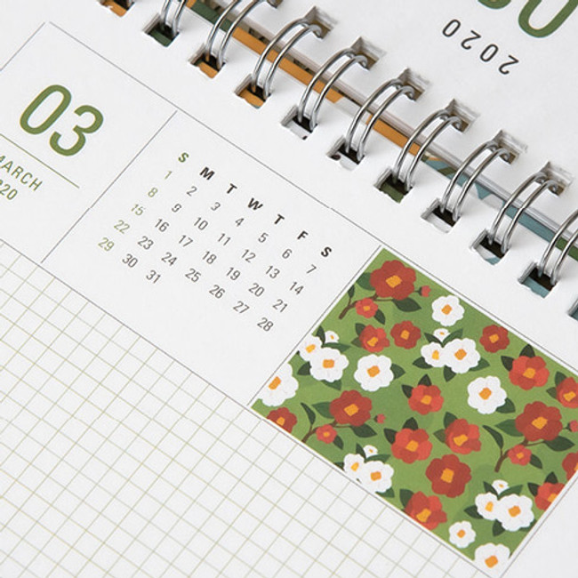 Ardium 2020 Flowery small desk flip monthly calendar