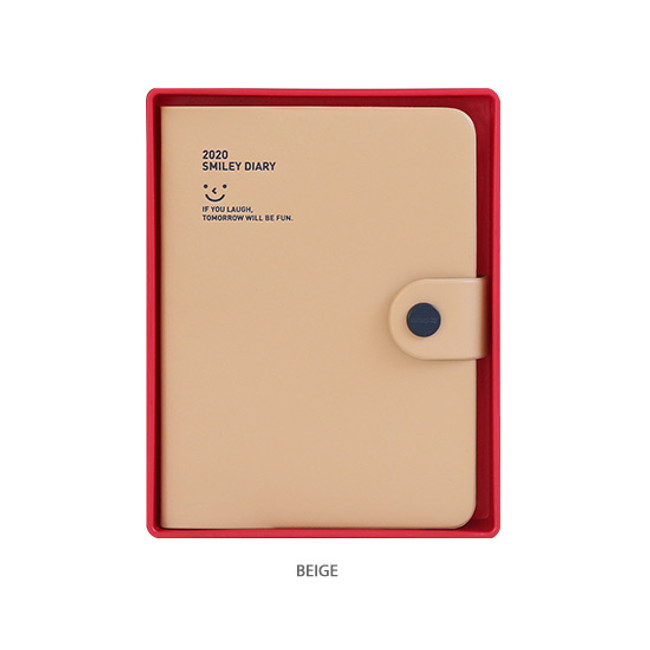 Beige - Monopoly 2020 Smiley dated daily diary with tray