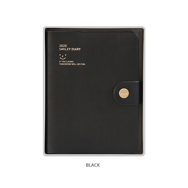 Black - Monopoly 2020 Smiley dated daily diary with tray