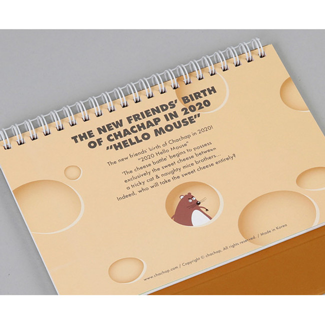 Back cover - Chachap 2020 Hello mouse monthly desk calendar