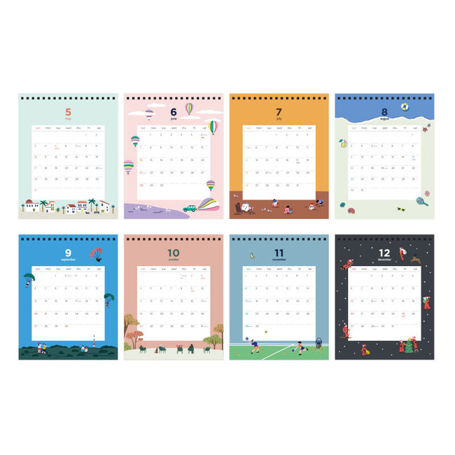 Calendar pages - Dailylike 2020 Cute illustration standing desk calendar