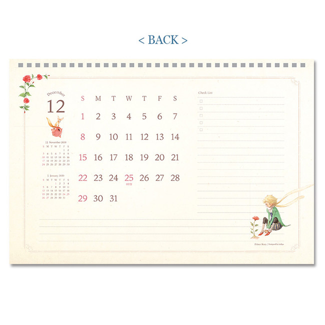 Back - 2020 Little prince dated monthly desk scheduler planner