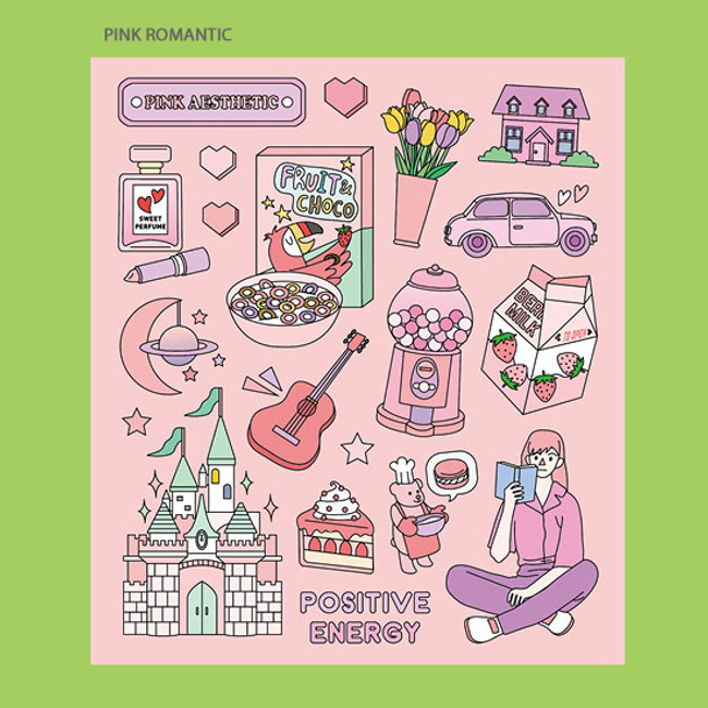 Pink romantic - Ardium Pop illustration colorful point paper sticker ver3