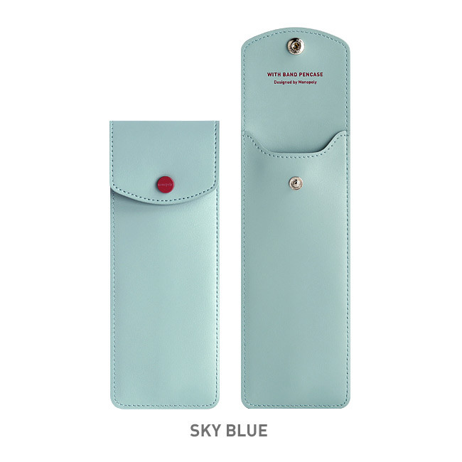 Sky blue - Monopoly Snap button pen case with elastic band holder ver.3