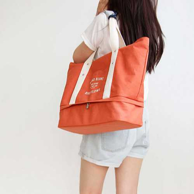 Iconic Travel large tote bag with bottom compartment - fallindesign