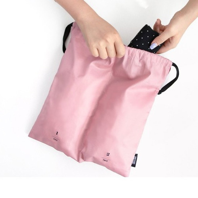 Iconic Split travel divided cotton drawstring pouch - fallindesign