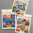 Design comma-B Retro illustration squared paper sticker