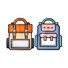 2Young Colorful School Backpack Handle Zipper Bag Set