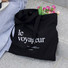 Le voyageur black cotton shoulder tote bag