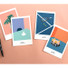 CommaB analog and modern illustration postcard 