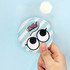 Mint - Hello cute illustration round hand mirror 