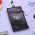 Black - Dear moonlight twinkle zipper card case with neck strap