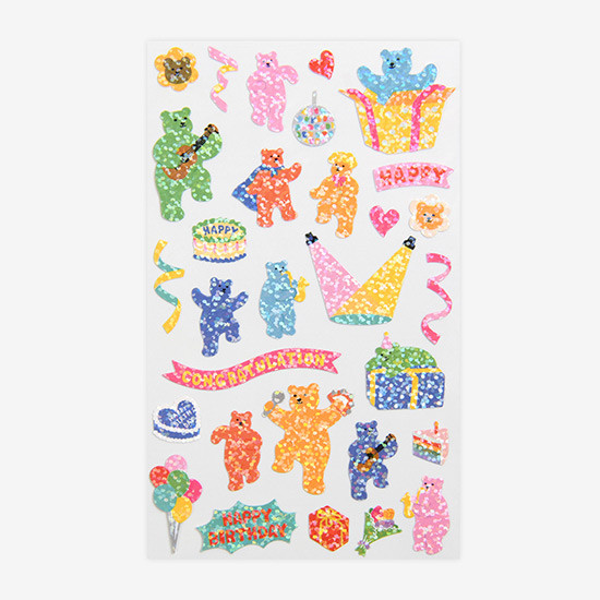 Dailylike Jelly bear party hologram removable sticker