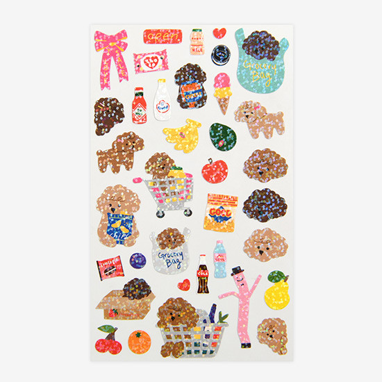 Dailylike Market Poodle hologram removable sticker