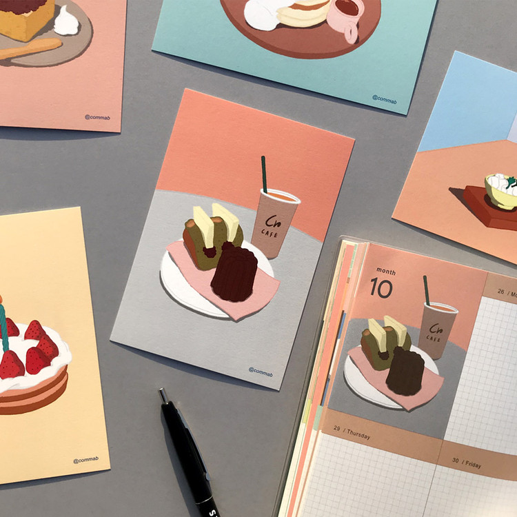 Design comma-B Sweet dessert illustration postcard