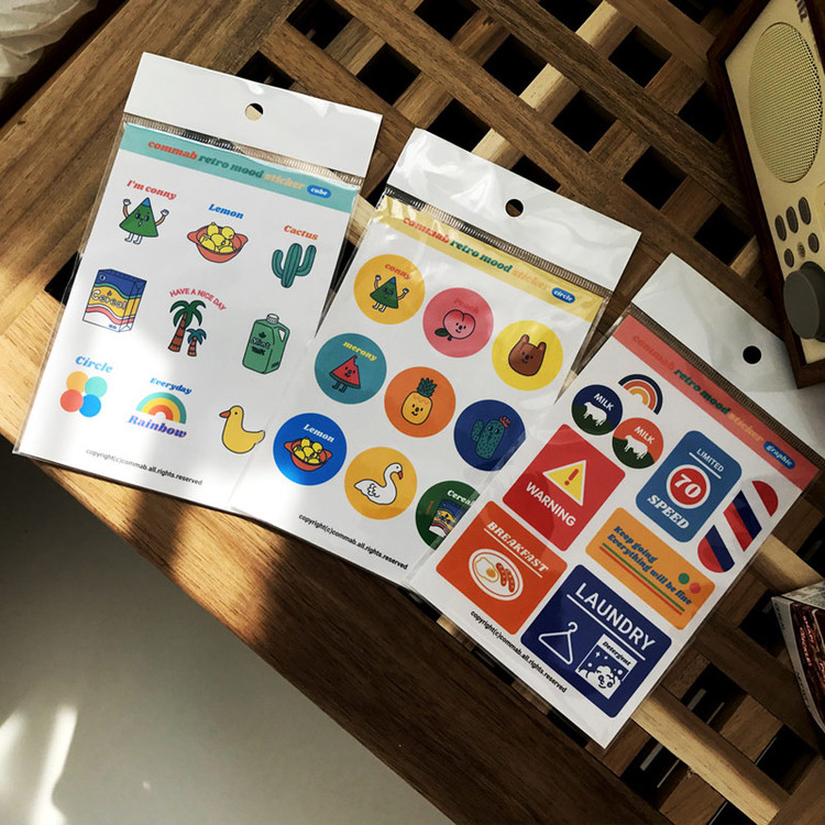 Design-comma-B-Retro-mood-paper-sticker-