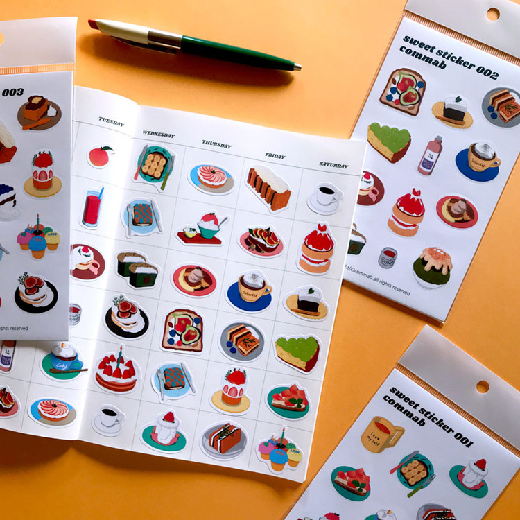 Design comma-B Sweet dessert illustration paper sticker