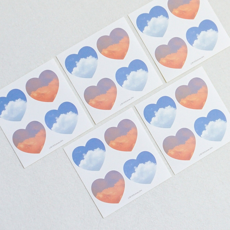Meri Film Sky and Cloud heart paper sticker set