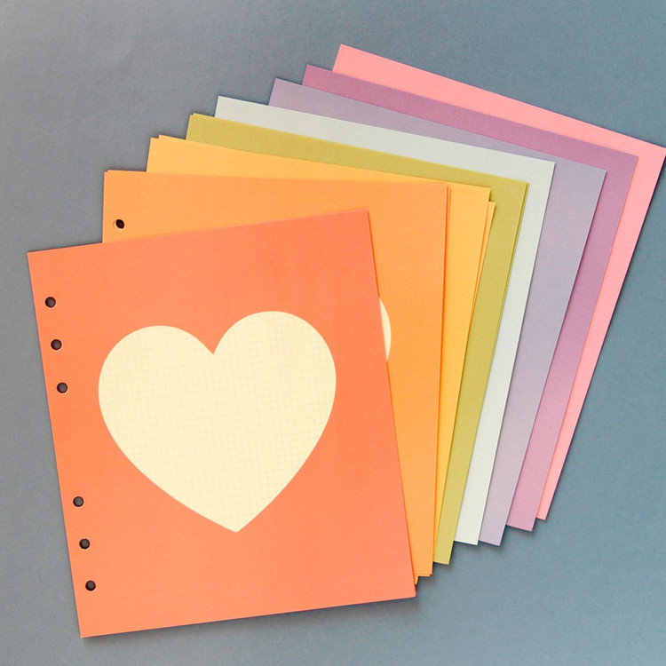Jam Studio Pastel heart grid wide A6 6 ring paper refill set