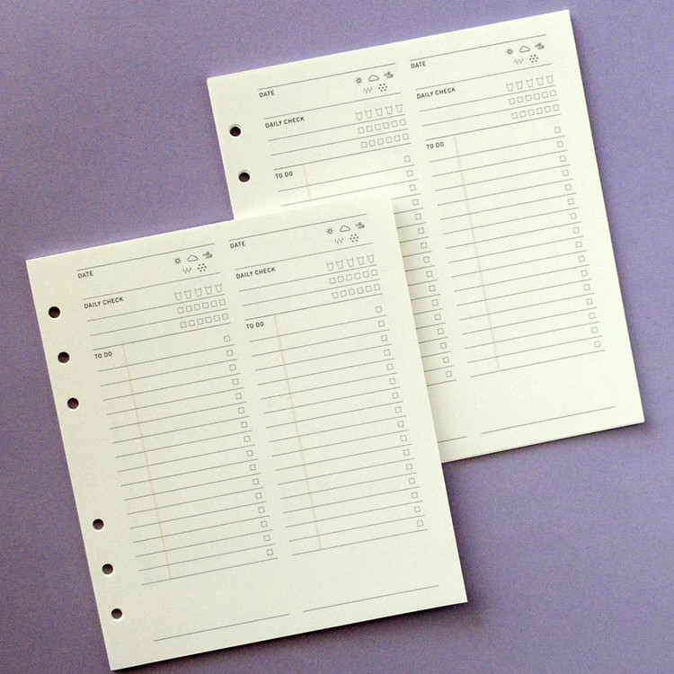 Jam Studio Daily checklist wide A6 6 ring paper refill set