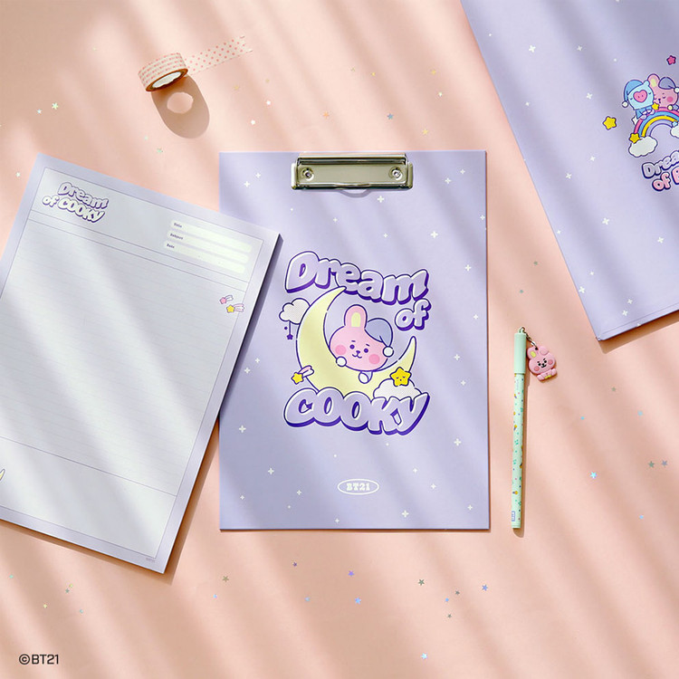 BT21 Dream baby A4 size clipboard holder with notepad set
