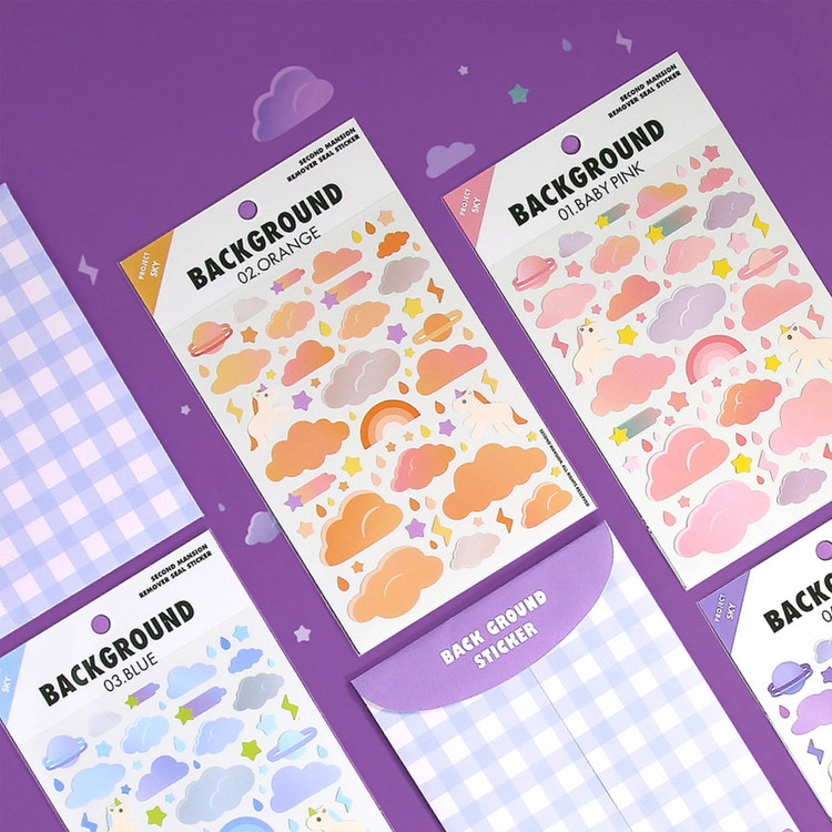 Second Mansion Background Sky Removable Paper Sticker Pack 01-06