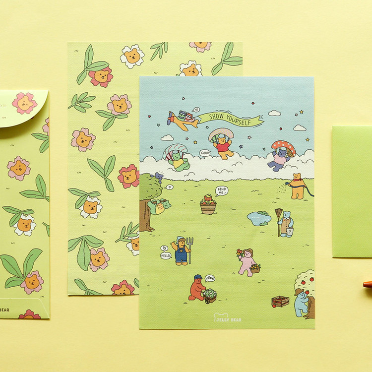 Garden - Dailylike Jelly Bear Daily Letter and Envelope Set 01-04
