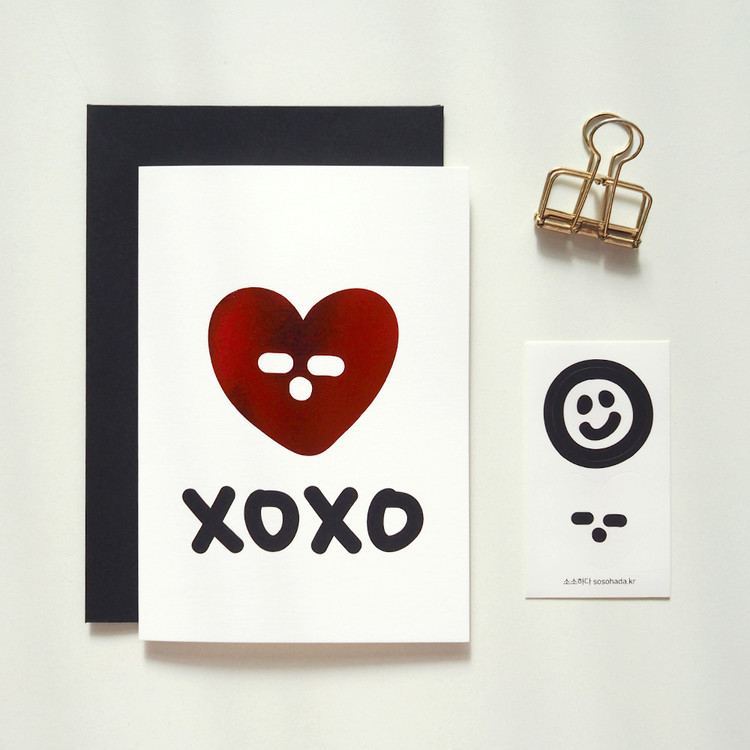 Red Heart XOXO Greeting Card with Envelope