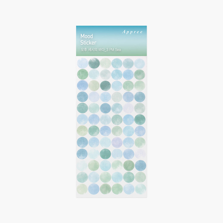 Sky Blue Gradation 3PM Circle Paper Sticker