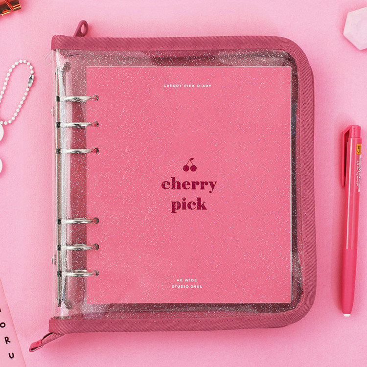 2NUL Cherry Pick Wide A6 Zipper 6-ring Dateless Weekly Diary Ver4