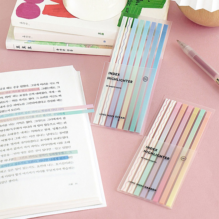 Index Long Highlighter Sticky Note Set
